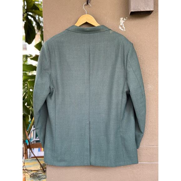 Vintage 80s Oakmont Made in USA Men’s 46R Green Worsted Wool Blazer Sport Coat - Picture 3 of 7